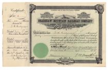Bradshaw Mountain Railroad Company Issued To And Signed By George Washington Kretzinger