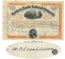 Northern Pacific Rr Issued To And Signed By W.D. Washburn