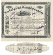 New York Central Sleeping Car Co. Issued To And Signed Twice By William Seward Webb
