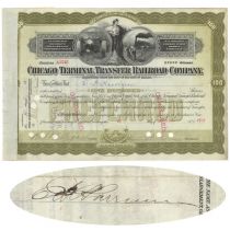 Chicago Terminal Transfer Railroad Co. Issued To And Signed On Verso By E.H. Harriman