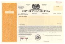 City Of Philadelphia Bond Specimen