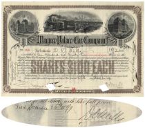 Wagner Palace Car Co. Issued To D.O. Mills And Signed By Him On Verso