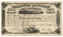 Mississippi & Missouri Railroad Stock Signed As President By John A. Dix