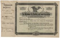 Stock Certificate #1 Of The Oklahoma City Building and Loan Association