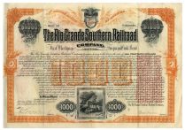 Rio Grand Southern Company Bond Signed as President by Otto Mears