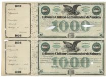An Uncut Pair of Specimen Bonds From El Banco Chileno Garantizador de Valores