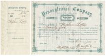 Thomas Scott Signs A Pennsylvania Company Stock Certificate As President