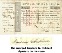 A Boston And Chelsea Railroad Company Stock Issued To And Signed By Gardiner G. Hubbard, The Founder Of The National Geographic Society And The Organizer Of The Bell System