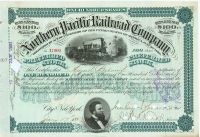Northern Pacific Railroad Stock Issued To But Not Signed By August Belmont