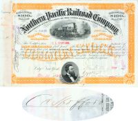 Northern Pacific Railroad Stock Issued To And Signed On Verso By C.A. Spofford