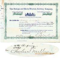 Portage And North Western Railway Co. Signed By Charles S. Mellen As President