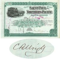 Saint Paul And Northern Pacific RW Co. Issued To And Signed By Charles B. Wright