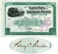 Saint Paul And Northern Pacific RW Co. Issued To And Signed By Henry C. Rouse