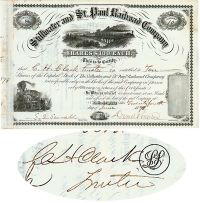 Stillwater And St. Paul RR Co. Issued To And Signed By C.H. Clark