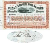 Puget Sound Alaska Steamship Co. Issued To And Signed By Charles T. Barney