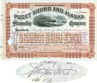 Puget Sound And Alaska Steamship Co. Issued To And Signed By Brayton Ives