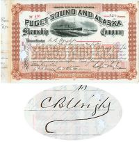 Puget Sound And Alaska Steamship Issued To And Signed By C. B. Wright