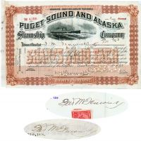 Puget Sound And Alaska Steamship Co. Issued To And Signed By F. M. Fenwick