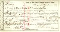 New York Certificate Of Indebtedness For Civil War Soldiers Quotas
