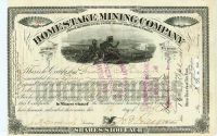 A Homestake Mining Company Certificate Signed By James B. Haggin As President