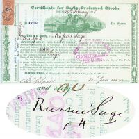 Russell Sage Issued To And Signed Milwaukee And St. Paul Railway Company Stock