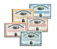 Graphic Set Of Five Northern Pacific Railroad Stocks