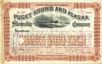 Puget Sound And Alaska Steamship Company Stock Issued To Frederick Billings