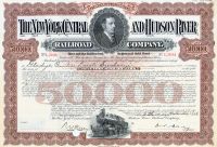 The New York Central And Hudson River Railroad Company Bond For $50,000 - Issued To Gladys, Countess Laszlo Szechenyi