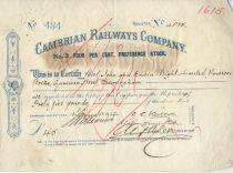Cambrian Railways Company No. 3 Four Per Cent Preference Stock