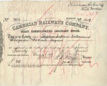 Cambrian Railways Company Coast Consolidated Ordinary Stock