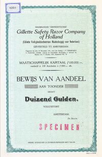 Gillette Safety Razor Company Of Holland - Specimen