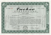 Tucker Corporation Stock Certificate