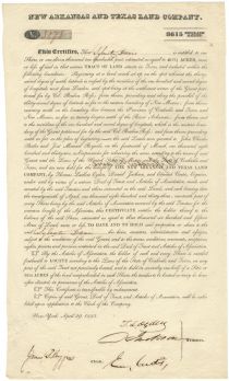 One Share of the New Arkansas and Texas Land Company Grant
